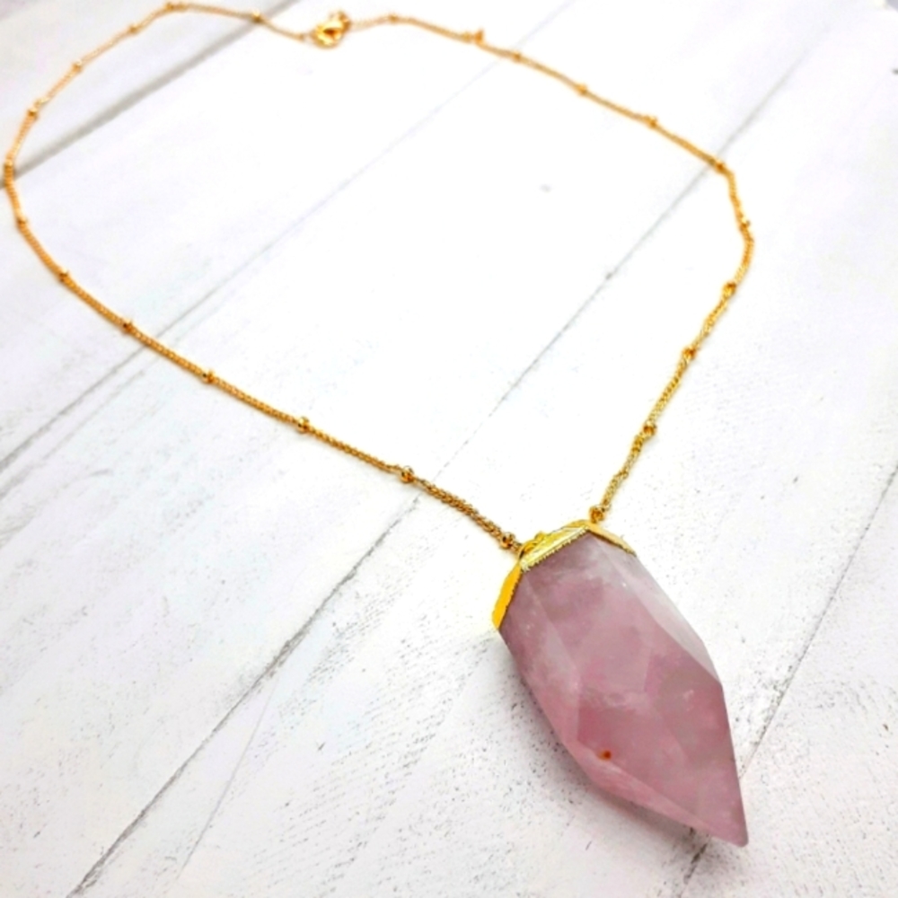 SALE Rose Quartz point necklace - Picture 1 of 5